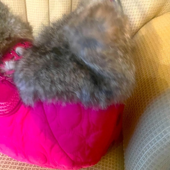 Coach Rabbit Fur Trimmed Pink Hobo Bag G04k-9443 - Picture 9 of 14